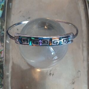 925 Greek Key / Opal Patterned Bracelet